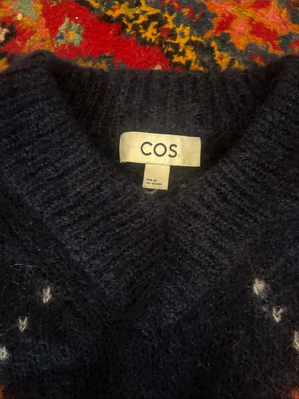 Cos Women's Cropped Argyle Mohair and Wool Sweater XS